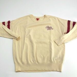 UEC Guess Jeans varsity style cream colored crewneck sweater size XS